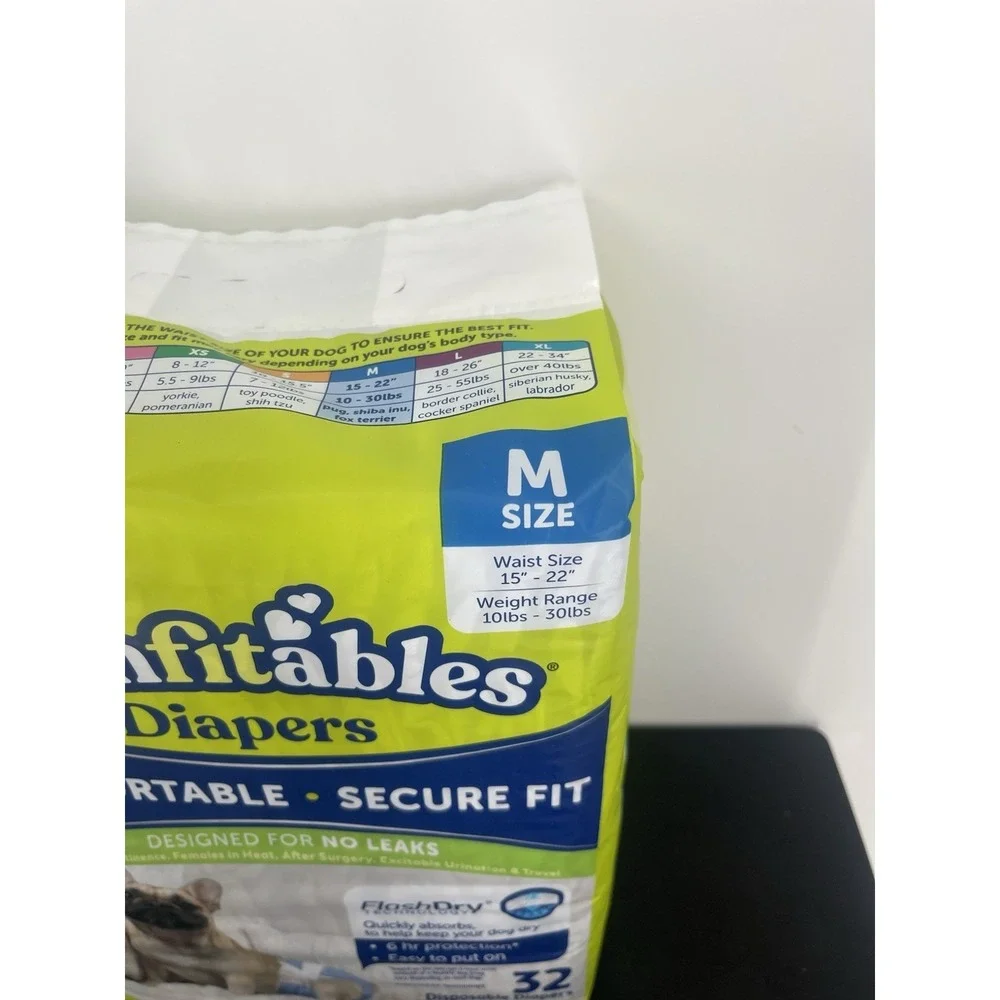 Hartz Comfitables Dog Diapers Disposable 10-30lb No Leaks! , Size‎ M 32 Count